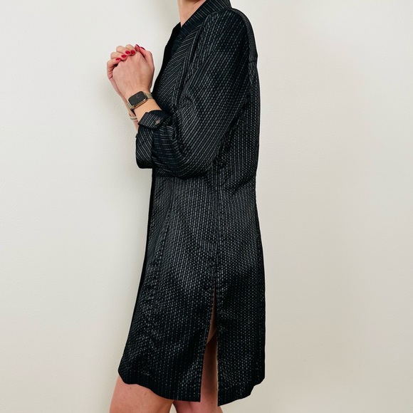 Tesori black striped long sleeve button down tunic dress - Picture 5 of 10